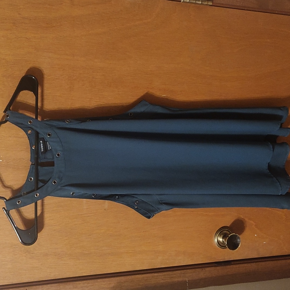 Torrid Teal Grommet Halter Tank Top